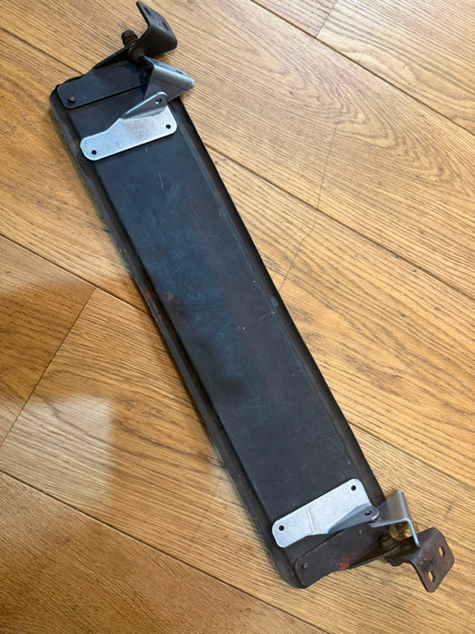 A pair of newly made Austin Champ rear number plate hinges