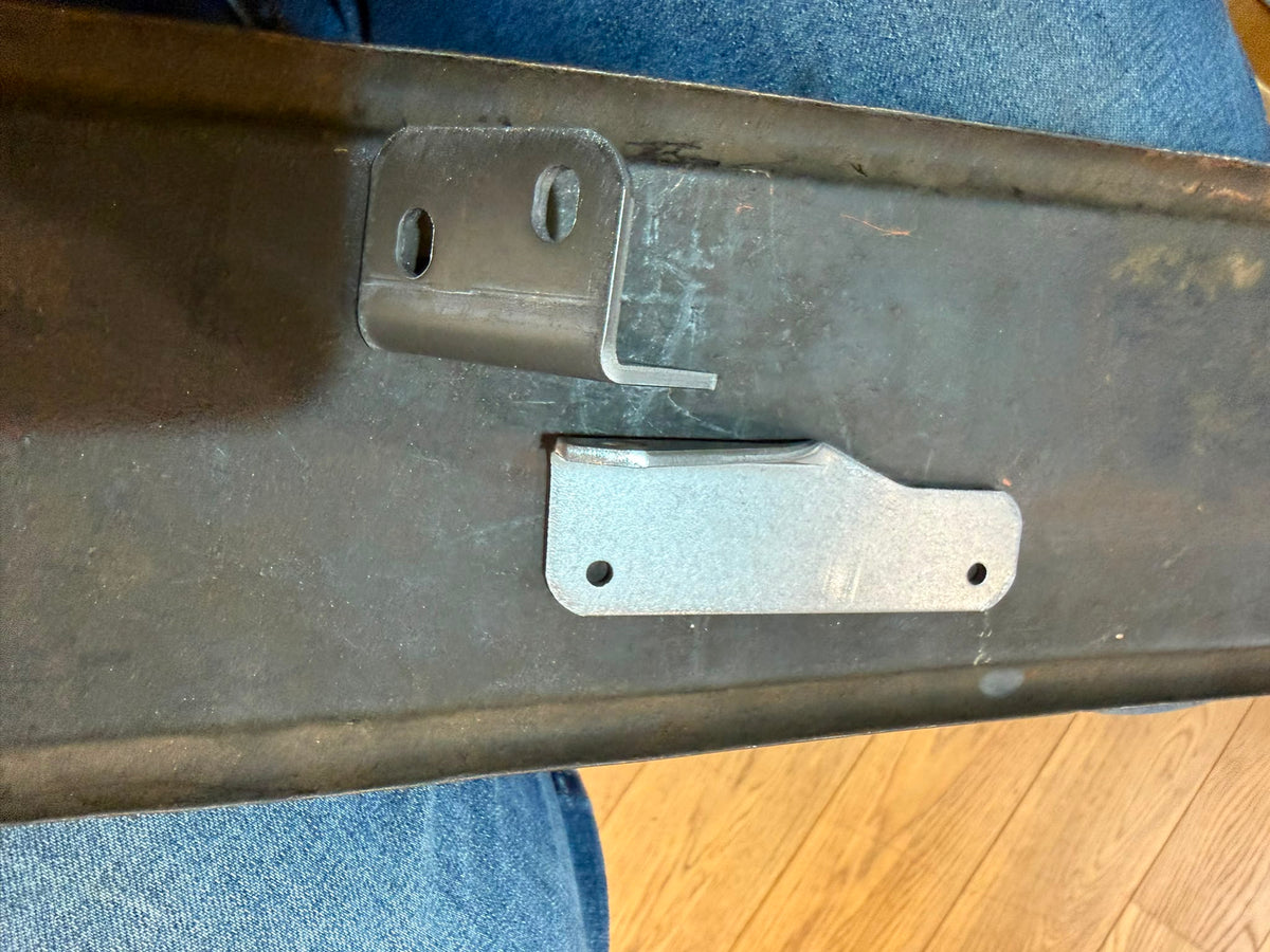 A pair of newly made Austin Champ rear number plate hinges